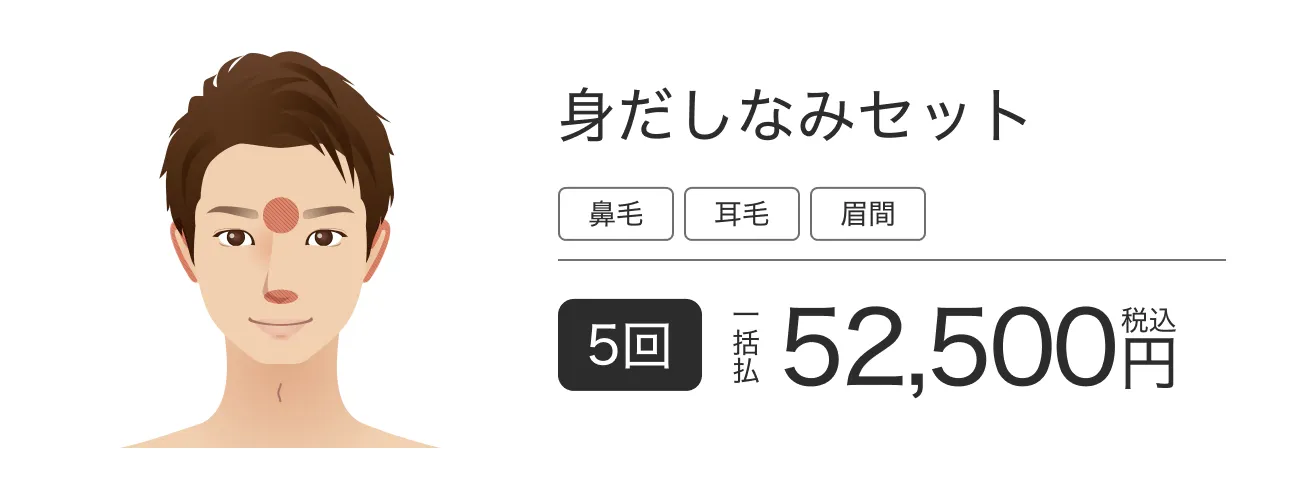 フェイスケアセット(身だしなみセット)「鼻毛」「耳毛」「眉間」5回 一括払 税込 52,500円