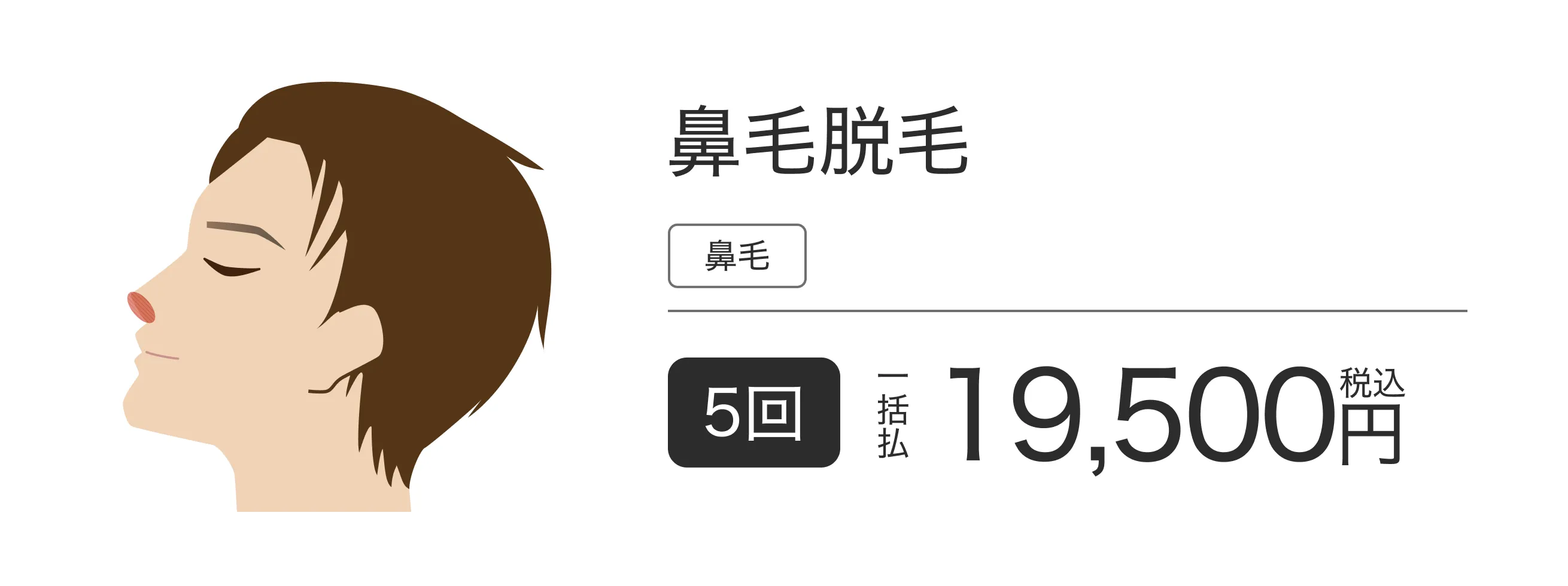 鼻毛脱毛 5回 一括払 税込 19,500円