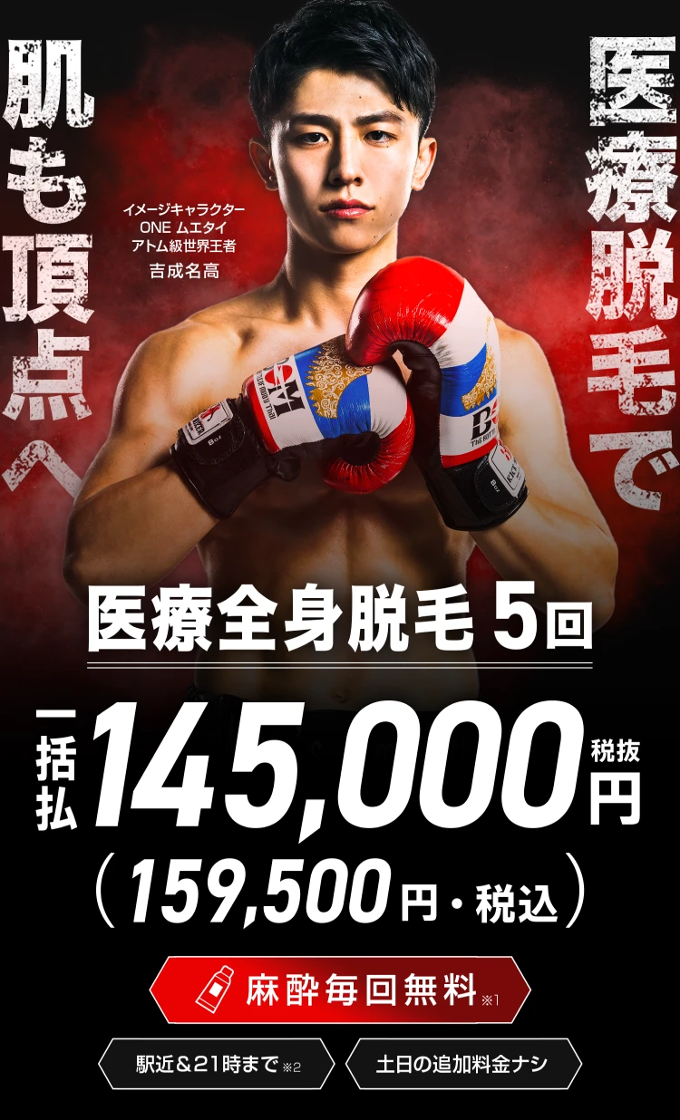 エミナルクリニックメンズのプラン。医療全身脱毛5回、一括払い¥159,500(税込)