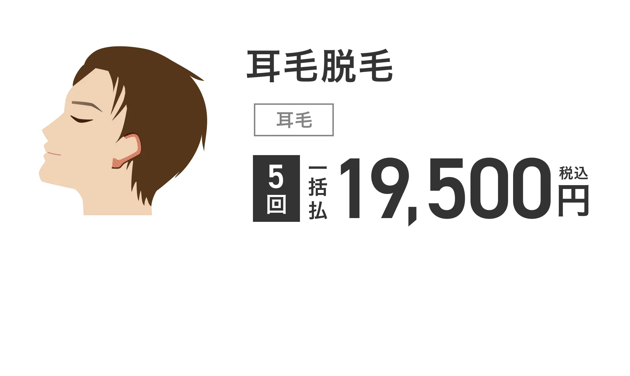 耳毛脱毛 5回 一括払 税込 19,500円