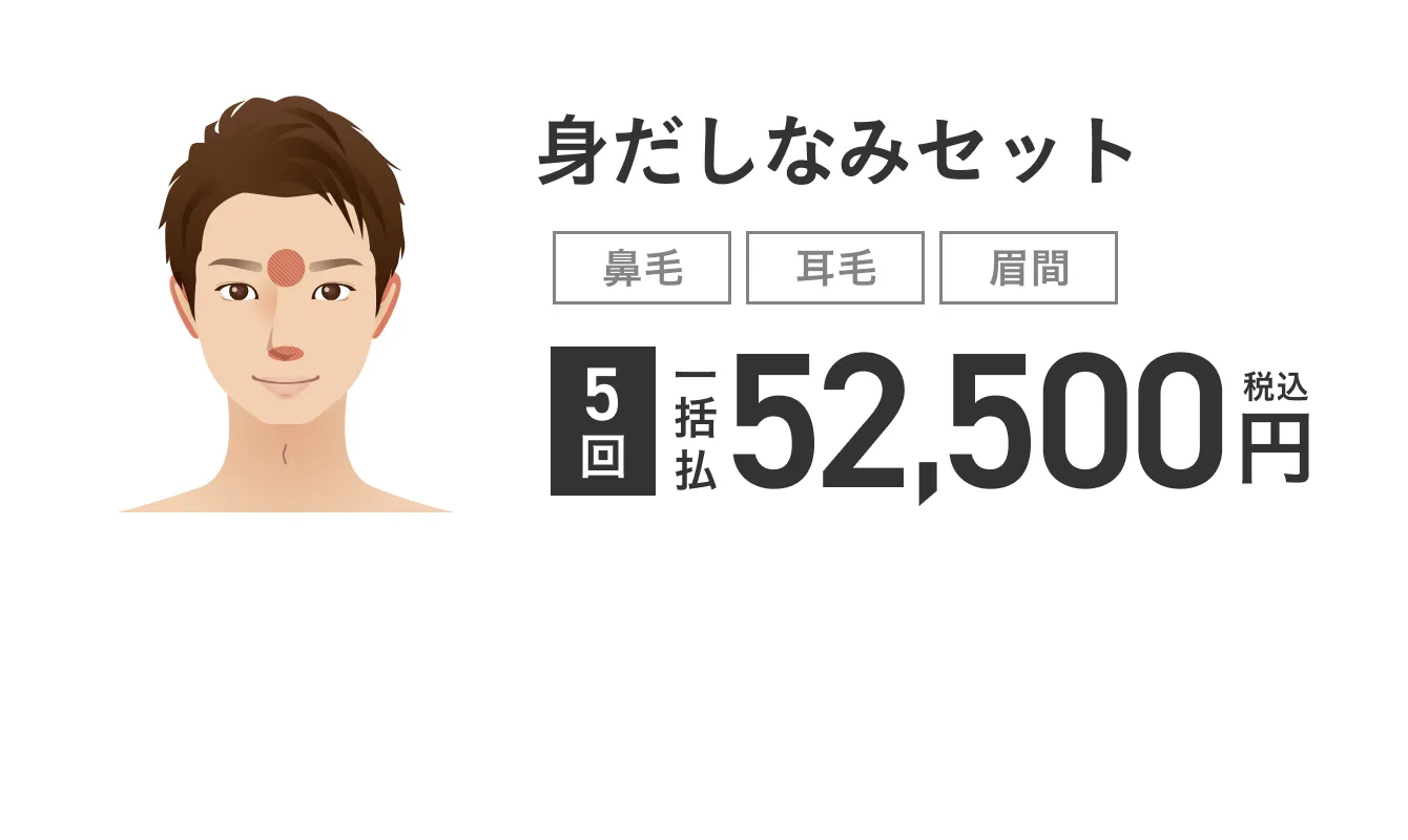 フェイスケアセット(身だしなみセット)「鼻毛」「耳毛」「眉間」5回 一括払 税込 52,500円