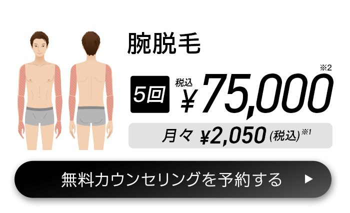 全身 + ヒゲ + VIO脱毛 5回(税込)¥75,000