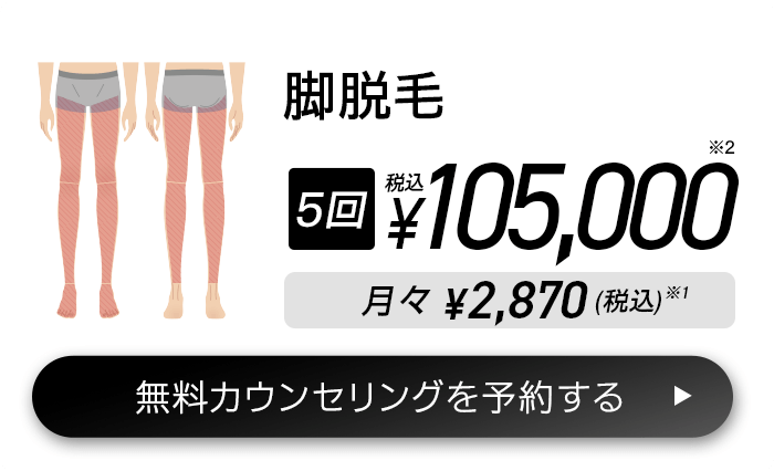 脚脱毛 5回(税込)¥105,000