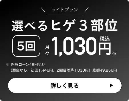 ライトプラン。選べるヒゲ3部位5回。月々1,030円