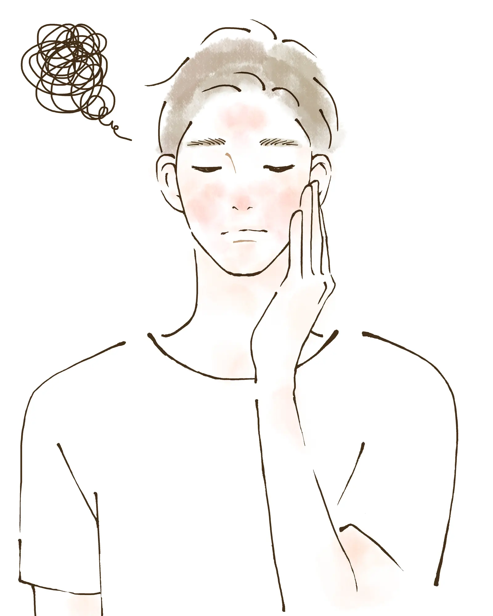 肌に赤みが出てしまった男性